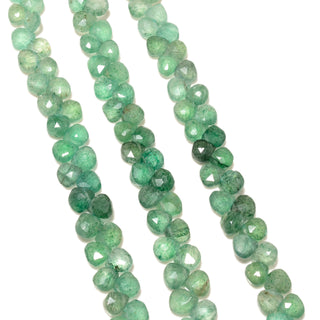 Natural Green Cherry Quartz Faceted Heart Briolette Beads, 6mm/7mm/8.5-9mm Cherry Quartz Heart Gemstone Beads, 8 Inch Strand, GDS2225