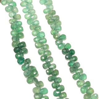 Natural Green Cherry Quartz Faceted Pear Shaped Briolette Beads, 8mm to 10mm Cherry Quartz Heart Gemstone Beads, 8 Inch Strand, GDS2226