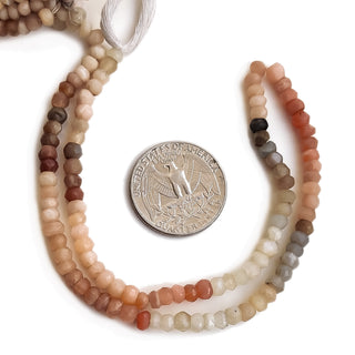 Multi Moonstone Faceted Rondelle Heishi Beads, 4mm to 4.5mm Multi-Color Moonstone Round Gemstone For Making Jewelry, 12 Inch Strand, GDE111