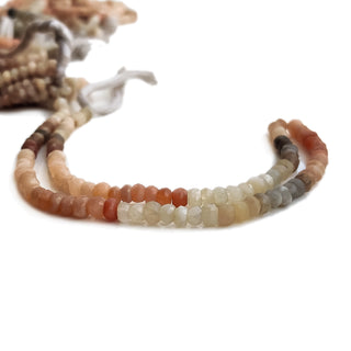 Multi Moonstone Faceted Rondelle Heishi Beads, 4mm to 4.5mm Multi-Color Moonstone Round Gemstone For Making Jewelry, 12 Inch Strand, GDE111