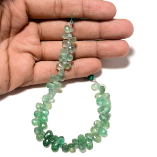 Natural Green Cherry Quartz Faceted Pear Shaped Briolette Beads, 8mm to 10mm Cherry Quartz Heart Gemstone Beads, 8 Inch Strand, GDS2226