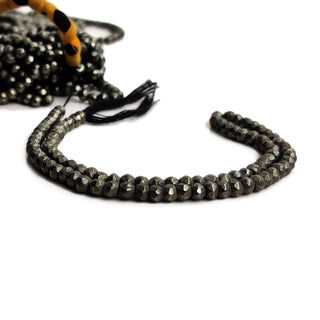 Natural Pyrite Faceted Rondelle Beads, 4mm to 4.5mm Pyrite Gemstone For Making Jewelry, 13 Inch Strand, GDE112