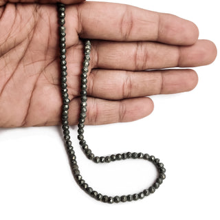Natural Pyrite Faceted Rondelle Beads, 4mm to 4.5mm Pyrite Gemstone For Making Jewelry, 13 Inch Strand, GDE112