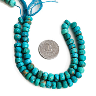 Natural Turquoise Faceted Rondelle Beads, 8mm to 9mm Turquoise Gemstone For Making Jewelry, 12 Inch Strand, GDE113