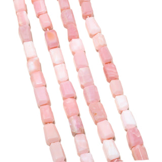 Natural Pink Opal Tumble Beads, 9mm to 12mm Peruvian Pink Opal Step Cut Tumble Beads,  13 Inch Strand, GDS2272