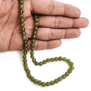 Natural Peridot Smooth Round Shaped Beads, 6.5mm to 7mm Peridot Gemstone For Jewelry, 13 Inch Strand, GDE114