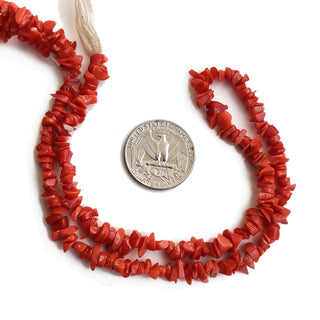 Natural Italian Coral Chips Beads 3mm to 5mm Original Italian Red Coral For Jewelry or Necklace 15 Inch Strand GDE117
