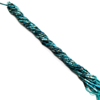 Natural Blue Turquoise Pipe Shape Smooth Beads – 3mm to 4.5mm Gemstone 14 Inch Strand for Jewelry Making GDE118 - Kite