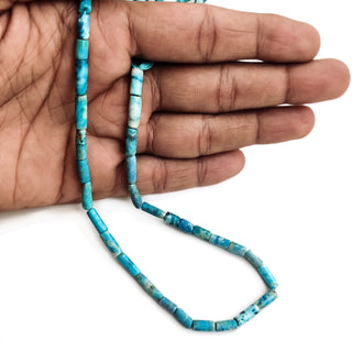 Natural Blue Turquoise Pipe Shape Smooth Beads – 3mm to 4.5mm Gemstone 14 Inch Strand for Jewelry Making GDE118 - Kite