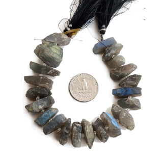 Natural Labradorite Uncut Gemstone Beads, 20mm to 25mm Labradorite Stone For Making Jewelry, 8 Inch Strand, GDE119