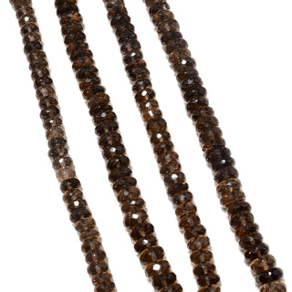 Smoky Quartz Faceted Rondelle Beads, 7mm/8mm/9mm Brown Smoky Quartz Gemstone Beads, 10 Inch Strand, GDS2267