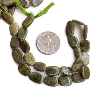 Natural Vessonite Smooth Oval Shaped Step Cut Centre Drilled Gemstone Beads, 7mm to 10mm Vessonite Green Stone, 13 Inch Strand, GDE120