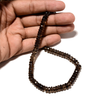 Smoky Quartz Faceted Rondelle Beads, 7mm/8mm/9mm Brown Smoky Quartz Gemstone Beads, 10 Inch Strand, GDS2267