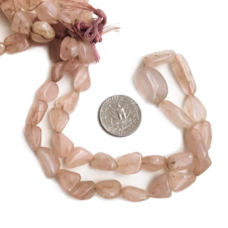Natural Rose Quartz Smooth Tumbles Beads, 12mm To 14mm Pink Quartz Tumbles For Making Jewelry, 19 Inch Strand, GDE121