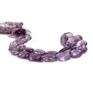 Natural Amethyst Oval Shaped Smooth Tumble Beads, 10mm to 14mm Purple Amethyst Gemstone For Jewelry, 16 Inch Strand, GDE122