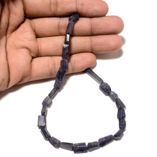 Iolite Blue Faceted Tumble Beads, 9mm to 12mm Blue Iolite Step Cut Gemstone Beads, 10 Inch Strand, GDS2269