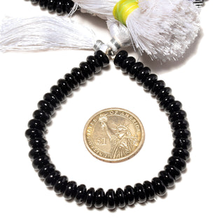 Natural Black Spinel Rondelle Beads, Smooth Rondelle Spinel Beads, 8mm/9mm/10mm Beads, 8 Inch Strand, GDS2182