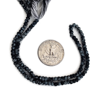 Natural Snowflake Jasper/Snowflake Obsidian/4mm Spotted Grey Jasper Faceted Rondelle Beads, 13 Inch Strand, GDE125