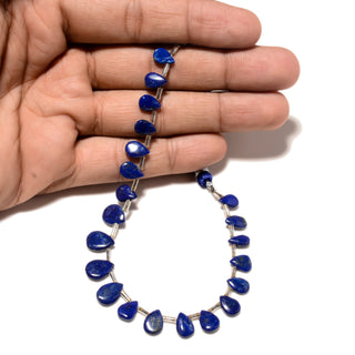 Natural Lapis Lazuli Smooth Plain Fancy Pear Briolette Beads, 7mm to 8mm/8mm to 10mm Lapis Lazuli Gemstone Beads, 8 Inch Strand, GDS2247