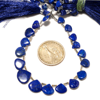 Natural Lapis Lazuli Smooth Plan Fancy Heart Briolette Beads, 6-7mm/6-10mm Lapis Lazuli Gemstone Beads, 8 Inch Strand, GDS2246