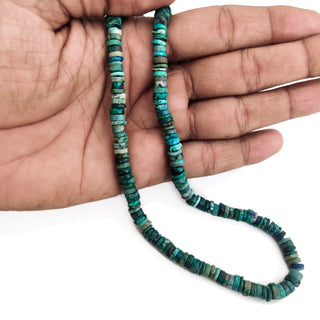 Chrysocolla Turquoise Color Smooth Tyre Rondelle Beads, 6mm to 7mm Natural Chrysocolla Gemstone For Jewelry Making, 16 Inch Strand, GDE126