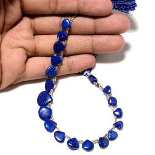 Natural Lapis Lazuli Smooth Plan Fancy Heart Briolette Beads, 6-7mm/6-10mm Lapis Lazuli Gemstone Beads, 8 Inch Strand, GDS2246