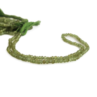 Natural Peridot Micro Faceted Rondelle Beads, 3mm Green Peridot Gemstone For Making Jewelry, 13 Inch Strand, GDE127