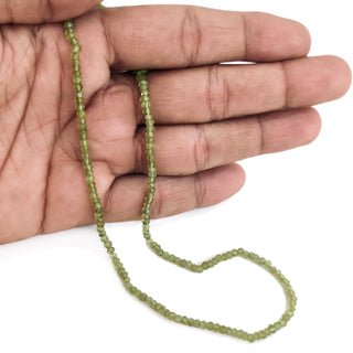 Natural Peridot Micro Faceted Rondelle Beads, 3mm Green Peridot Gemstone For Making Jewelry, 13 Inch Strand, GDE127