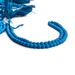 Natural Turquoise Blue Smooth Round Shaped Beads – 4mm Gemstone, 12 Inch Strand for Jewelry Making, GDE128