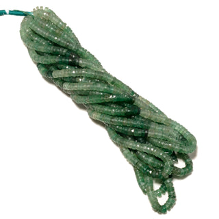 Green Cherry Quartz Faceted Tyre Rondelle Beads, 6mm to 6.5mm Natural Green Cherry Quartz Round Heishi Beads, 16 Inch Strand, GDS2265