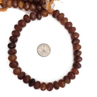 Natural Carnelian Faceted Rondelle Beads, 12.5mm to 20mm Brown Carnelian Gemstone For Making Jewelry, 14 Inch Strand, GDE131