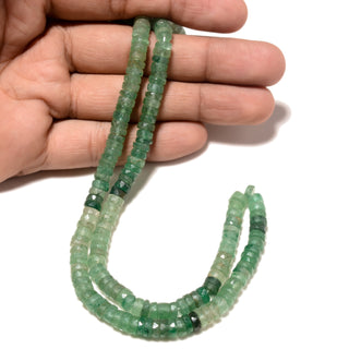 Green Cherry Quartz Faceted Tyre Rondelle Beads, 6mm to 6.5mm Natural Green Cherry Quartz Round Heishi Beads, 16 Inch Strand, GDS2265