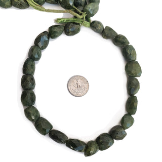 Natural Vessonite Faceted Tumble Beads, 11mm to 18mm Green Vessonite Gemstone Stone For Making Jewelry, 16 Inch Strand, GDE133