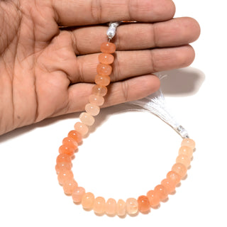 Natural Orange Smooth Moonstone Rondelle Beads, 9mm Orange Rondelle Moonstone Gemstone Beads, 8 Inch Strand, GDS2190