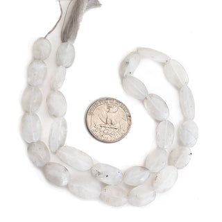 Rainbow Moonstone Faceted Oval Tumble Beads, 22mm to 80mm Gemstone Stone For Jewelry, 16 Inch Strand, GDE134