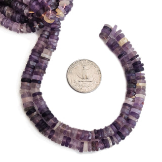 Natural Amethyst Purple Faceted Tyre Beads – 7mm Gemstones, 16-Inch Strand for Jewelry Making, GDE136
