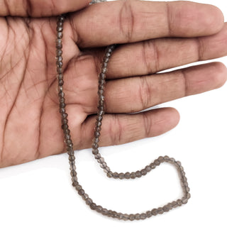 Natural Smoky Quartz Faceted Rondelle Beads – 3.5mm Brown Gemstone Beads for Jewelry, 13 Inch Strand, GDE138