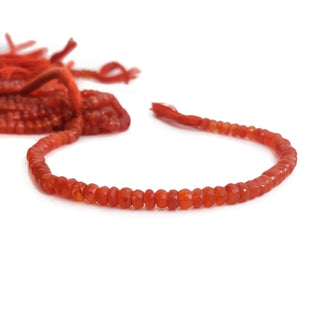 Natural Carnelian Faceted Rondelles Beads, 5.5mm to 6.5mm Orange Carnelian Gemstone Excellent Uniform Cut, 9 Inch Strand, GDE140