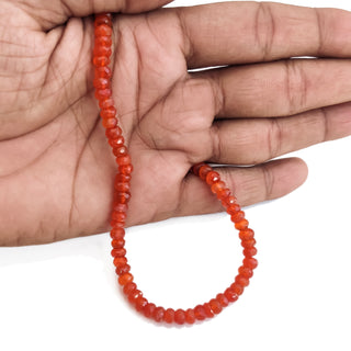 Natural Carnelian Faceted Rondelles Beads, 5.5mm to 6.5mm Orange Carnelian Gemstone Excellent Uniform Cut, 9 Inch Strand, GDE140