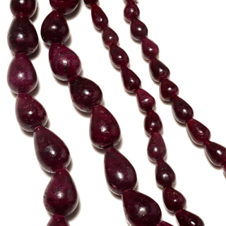 Ruby Red/Corundum Straight Drilled Smooth Teardrop Briolette Beads, 11-17mm/15-18mm/8-12mm Ruby Teardrop Beads, 14 Inch Strand, GDS2260