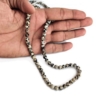 7mm Natural Dalmatian Jasper Spotted Jasper Smooth Round Beads, Dalmatian Spotted Jasper Round Beads For Jewelry, 15 Inch Strand, GDE141