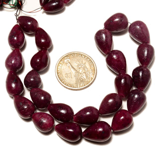 Ruby Red/Corundum Straight Drilled Smooth Teardrop Briolette Beads, 11-17mm/15-18mm/8-12mm Ruby Teardrop Beads, 14 Inch Strand, GDS2260