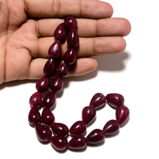 Ruby Red/Corundum Straight Drilled Smooth Teardrop Briolette Beads, 11-17mm/15-18mm/8-12mm Ruby Teardrop Beads, 14 Inch Strand, GDS2260