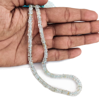 Natural Aquamarine Faceted Tyre Rondelle Beads – 5mm to 6mm Light Blue Gemstones For Jewelry 16 Inch Strand GDE144