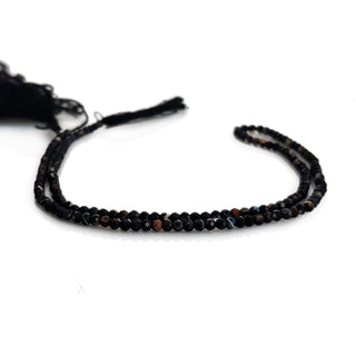 Natural Black Onyx Faceted Rondelle Beads, 3.5mm Onyx Gemstone for Jewelry Making – 13 Inch Strand - GDE147