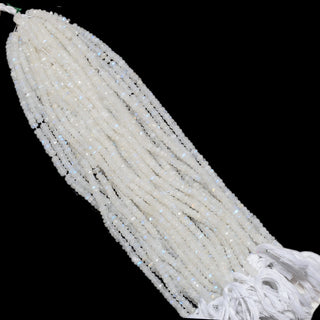 Rainbow Moonstone Faceted White Rondelle Beads, 6-6.5mm/6.5-7mm/5.5-6mm Rainbow Moonstone Beads, 10 Inch Strand, GDS2261