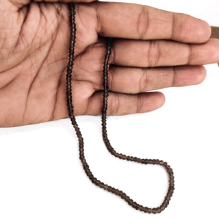 Natural Smoky Quartz Faceted Rondelle Beads – 3mm to 3.5mm Brown Gemstone Beads For Necklace Jewelry 14 Inch Strand