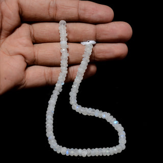 Rainbow Moonstone Faceted White Rondelle Beads, 6-6.5mm/6.5-7mm/5.5-6mm Rainbow Moonstone Beads, 10 Inch Strand, GDS2261
