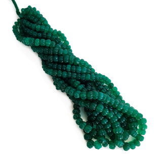 Green Onyx Carved Melon Beads, 6mm to 11mm Green Onyx Gemstone Beads For Jewelry, 18 Inch Strand, GDE151