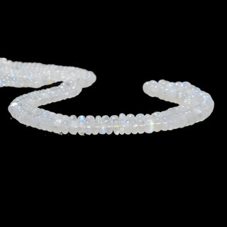 Rainbow Moonstone Smooth Rondelle Beads, 4-6mm/6-9mm White With Flashes Blue Rainbow Moonstone Beads, 16 Inch Strand, GDS2263